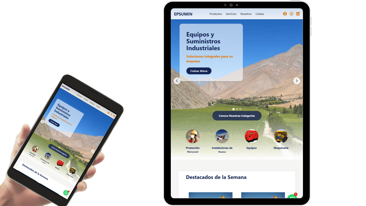 Catálogo de productos en tablet